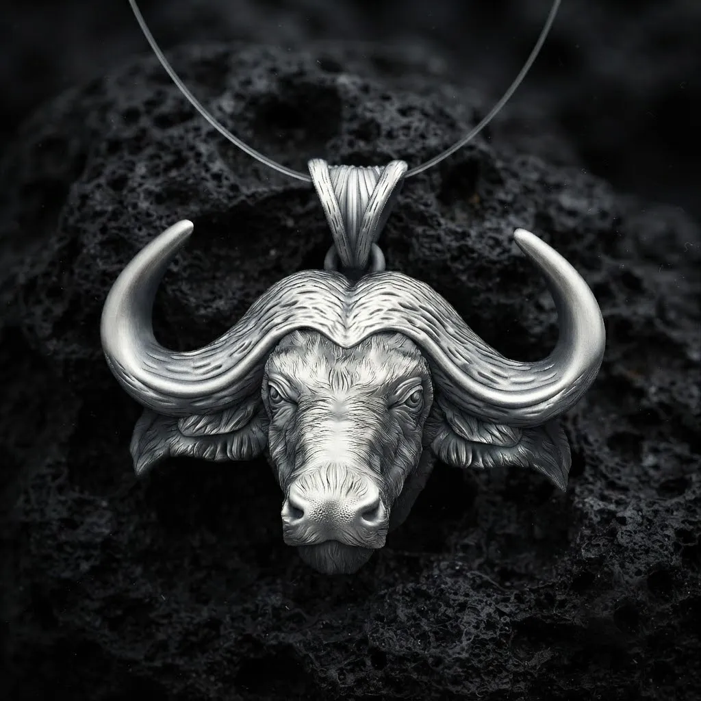 African Buffalo Pendant 3D print model 3D Print Model .c4d .max .obj .3ds .fbx .stl .blend 