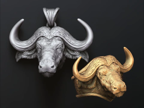 Kollektionspaket mit afrikanischen B&uuml;ffelring-Anh&auml;ngern 3D Druckmodell