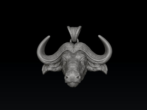 African Buffalo Ring Pendant Collection Pack 3D Print Model