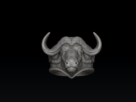 African Buffalo Ring Pendant Collection Pack 3D Print Model