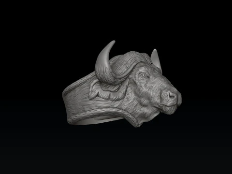 African Buffalo Ring Pendant Collection Pack 3D Print Model