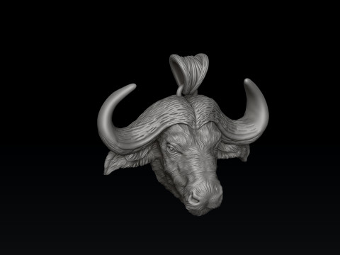 African Buffalo Ring Pendant Collection Pack 3D Print Model
