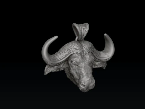 African Buffalo Ring Pendant Collection Pack 3D Print Model