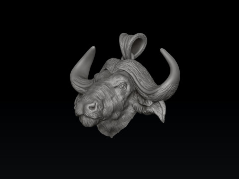 African Buffalo Ring Pendant Collection Pack 3D Print Model