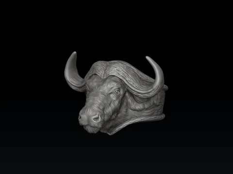 African Buffalo Ring Pendant Collection Pack 3D Print Model