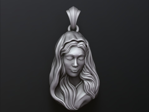 Kutsal Meryem Baş Kolye v2 3D baskı modeli 3D Baskı Modeli