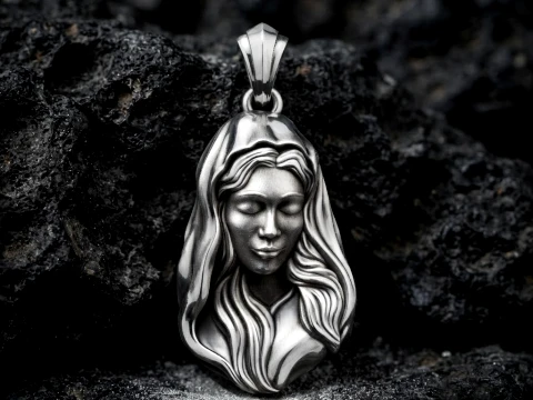 Holy Mary Head Pendant v2 3D print model 3D Print Model