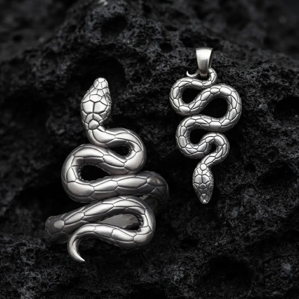 Snake Ring Pendant v3 Hollowed Pack 3D Print Model .c4d .max .obj .3ds .fbx .stl .blend 
