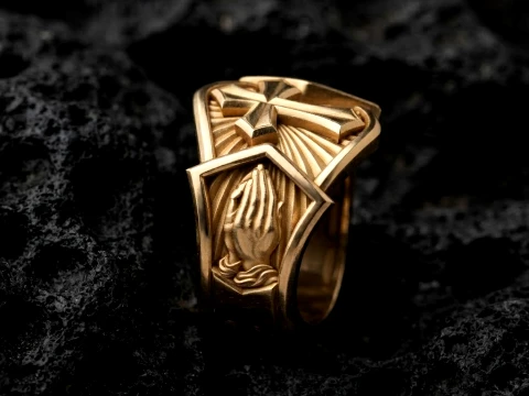 Praying Hands Ring v3 3D print model 3D Print Model
