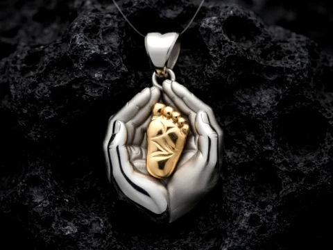 Baby Foot in Hands Pendant 3D print model 3D Print Model