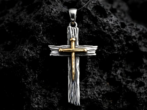 Wooden Cross Pendant v3 3D print model 3D Print Model