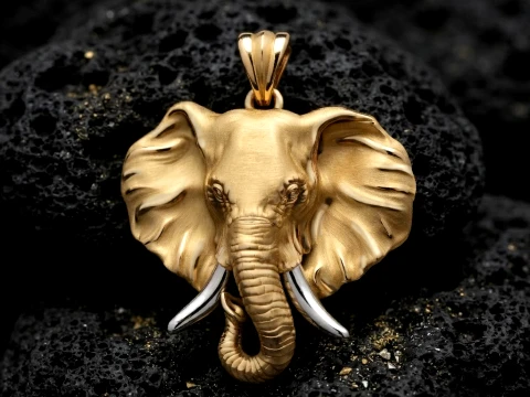 Elephant Head Pendant v2 3D print model 3D Print Model