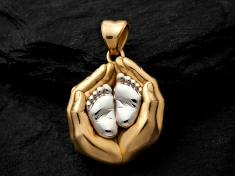 Baby Foot in Hands Pendant v2 3D print model 3D Print Model