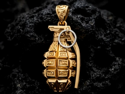 Stylized Grenade Pendant with Ornaments 3D print model 3D Print Model