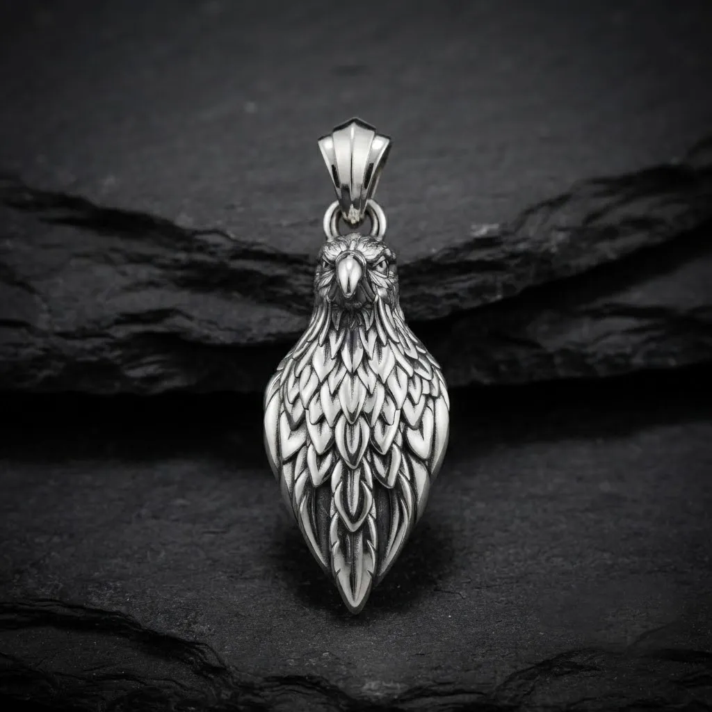 Eagle Pendant With Fur v2 3D print model 3D Print Model .c4d .max .obj .3ds .fbx .stl .blend 