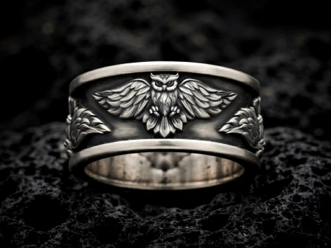 Owl Ring v3 3D print model 3D Print Model