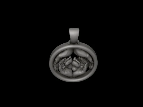 Baby Foot in Hands Pendant v3 3D print model 3D Print Model