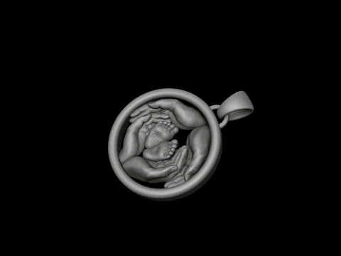 Baby Foot in Hands Pendant v3 3D print model 3D Print Model