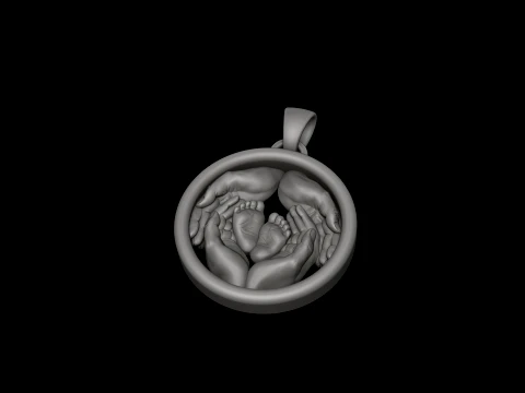 Baby Foot in Hands Pendant v3 3D print model 3D Print Model