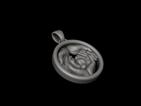 Baby Foot in Hands Pendant v3 3D print model 3D Print Model