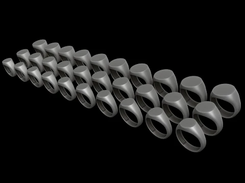 Jewelry Signet Ring v1 S M L Sizes Pack 3D Print Model