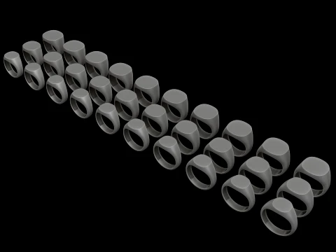 Jewelry Signet Ring v2 SML Sizes Pack 3D Print Model