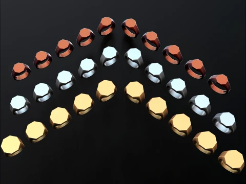 Jewelry Signet Ring v4 S M L Sizes Pack 3D Print Model