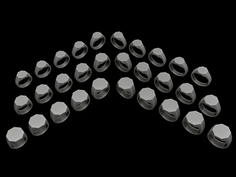 Jewelry Signet Ring v4 S M L Sizes Pack 3D Print Model