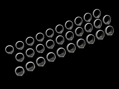 Jewelry Signet Ring v5 S M L Sizes Pack 3D Print Model