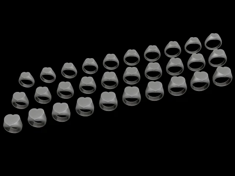 Jewelry Signet Ring v6 S M L Sizes Pack 3D Print Model