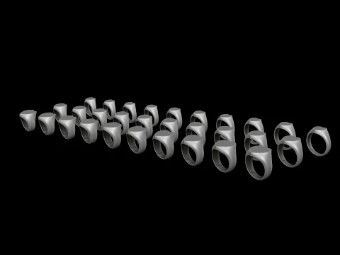Jewelry Signet Ring v6 S M L Sizes Pack 3D Print Model