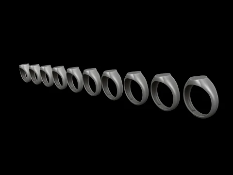Jewelry Signet Ring v7 S Size 3D Print Model