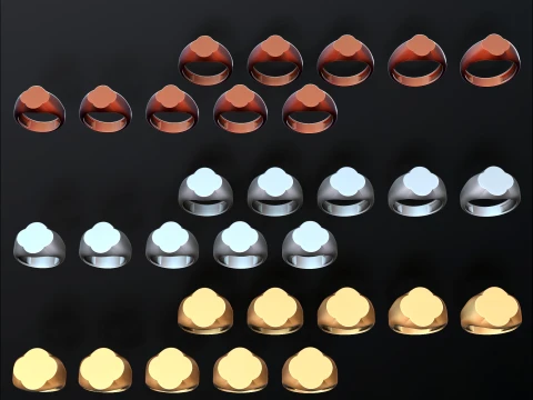 Jewelry Signet Ring v7 S M L Sizes Pack 3D Print Model