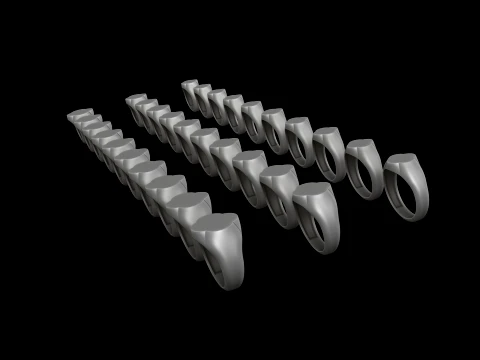 Jewelry Signet Ring v7 S M L Sizes Pack 3D Print Model