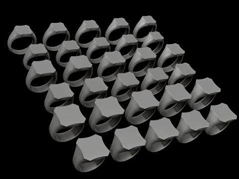 Jewelry Signet Ring v8 S M L Sizes Pack 3D Print Model