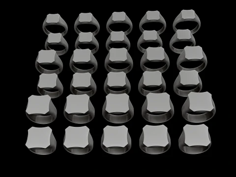 Jewelry Signet Ring v8 S M L Sizes Pack 3D Print Model
