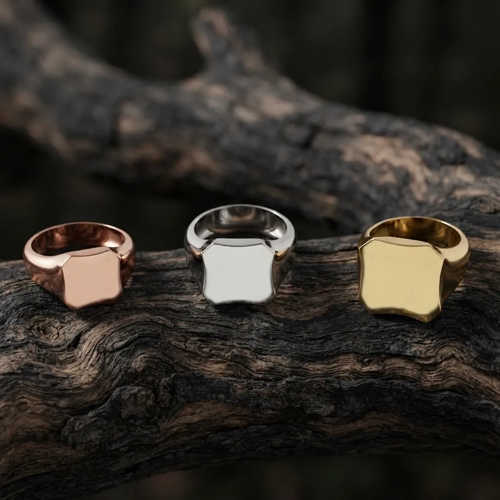 Jewelry Signet Ring v8 S M L Sizes Pack 3D Print Model .c4d .max .obj .3ds .fbx .stl .blend