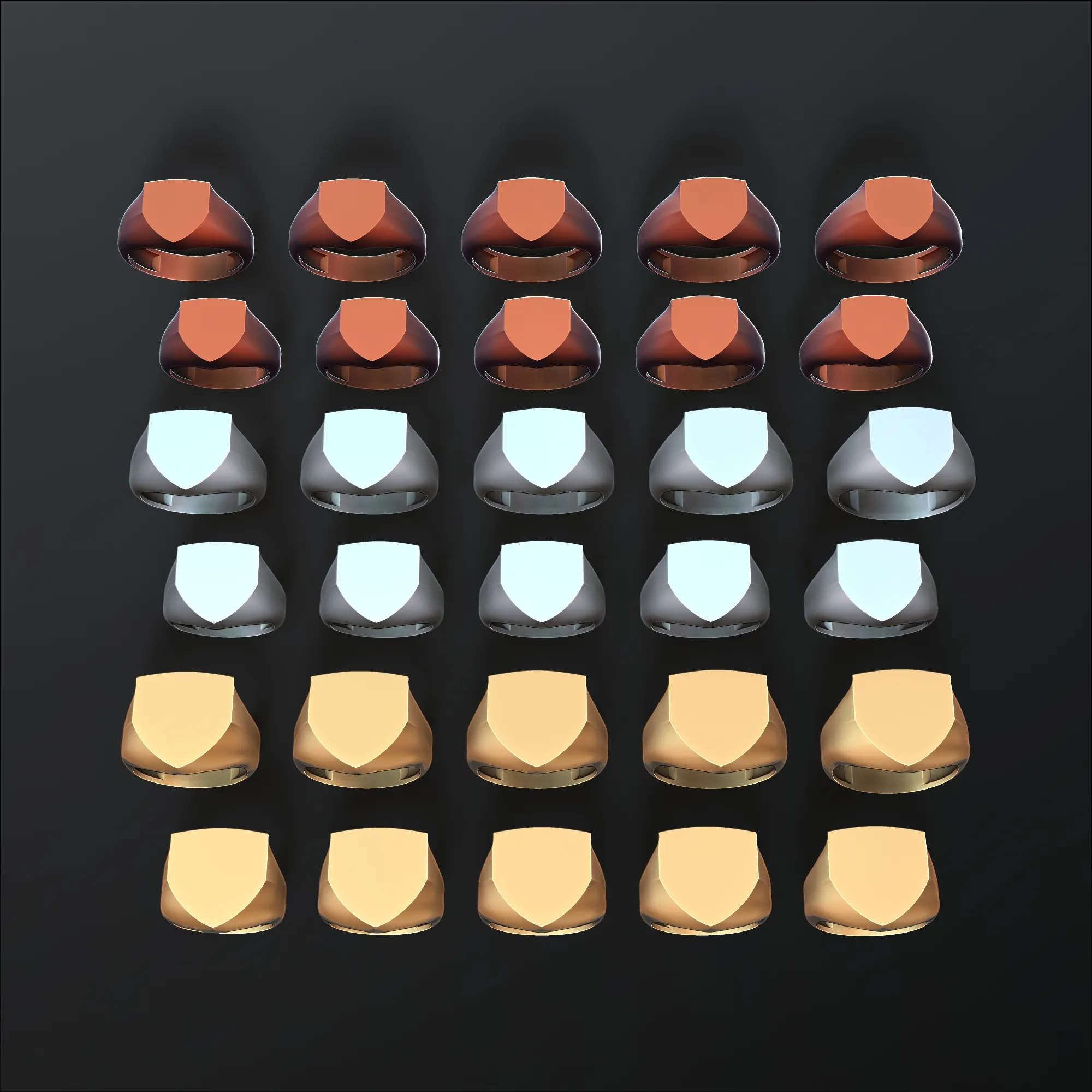 Jewelry Signet Ring v9 S M L Sizes Pack 3D Print Model .c4d .max .obj .3ds .fbx .stl .blend 