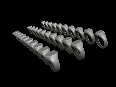 Jewelry Signet Ring v9 S M L Sizes Pack 3D Print Model