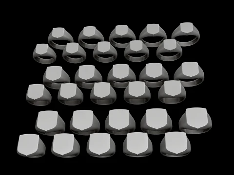 ジュエリー シグネット リング v10 S M L サイズ パック 3Dプリントモデル