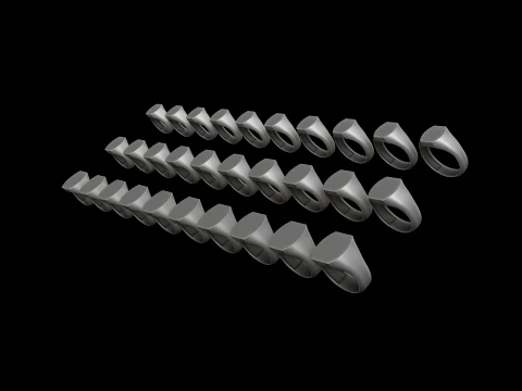 Jewelry Signet Ring v11 S M L Sizes Pack 3D Print Model