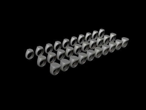 Jewelry Signet Ring v11 S M L Sizes Pack 3D Print Model