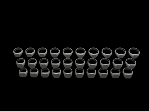 Jewelry Signet Ring v11 S M L Sizes Pack 3D Print Model