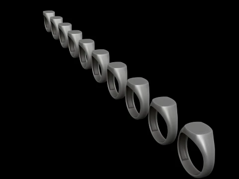 Jewelry Signet Ring v12 S Size 3D print model 3D Print Model