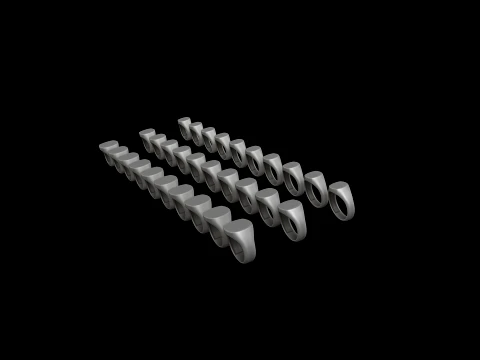 Pacote de tamanhos de anel de sinete de joias v12 S M L Modelo de Impressão 3D