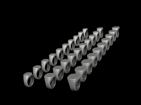 Pacote de tamanhos de anel de sinete de joias v12 S M L Modelo de Impressão 3D