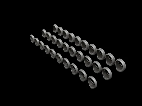 Pacote de tamanhos de anel de sinete de joias v12 S M L Modelo de Impressão 3D