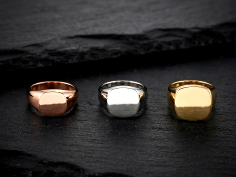 Jewelry Signet Ring v12 S M L Sizes Pack 3D Print Model