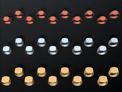 Jewelry Signet Ring v13 S M L Sizes Pack 3D Print Model