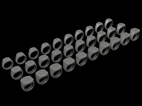 Pacote de tamanhos de anel de sinete de joias v13 S M L Modelo de Impressão 3D